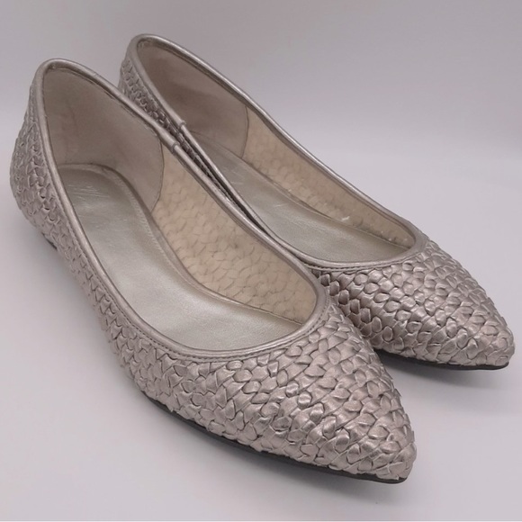 Marc Fisher Shoes - Marc Fisher Metallic Silver Woven Leather Flat